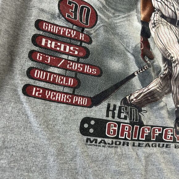 Vintage Ken Griffey Jr Graphic Shirt Men’s Medium Cincinnati Reds Stats Y2K - Picture 8 of 10